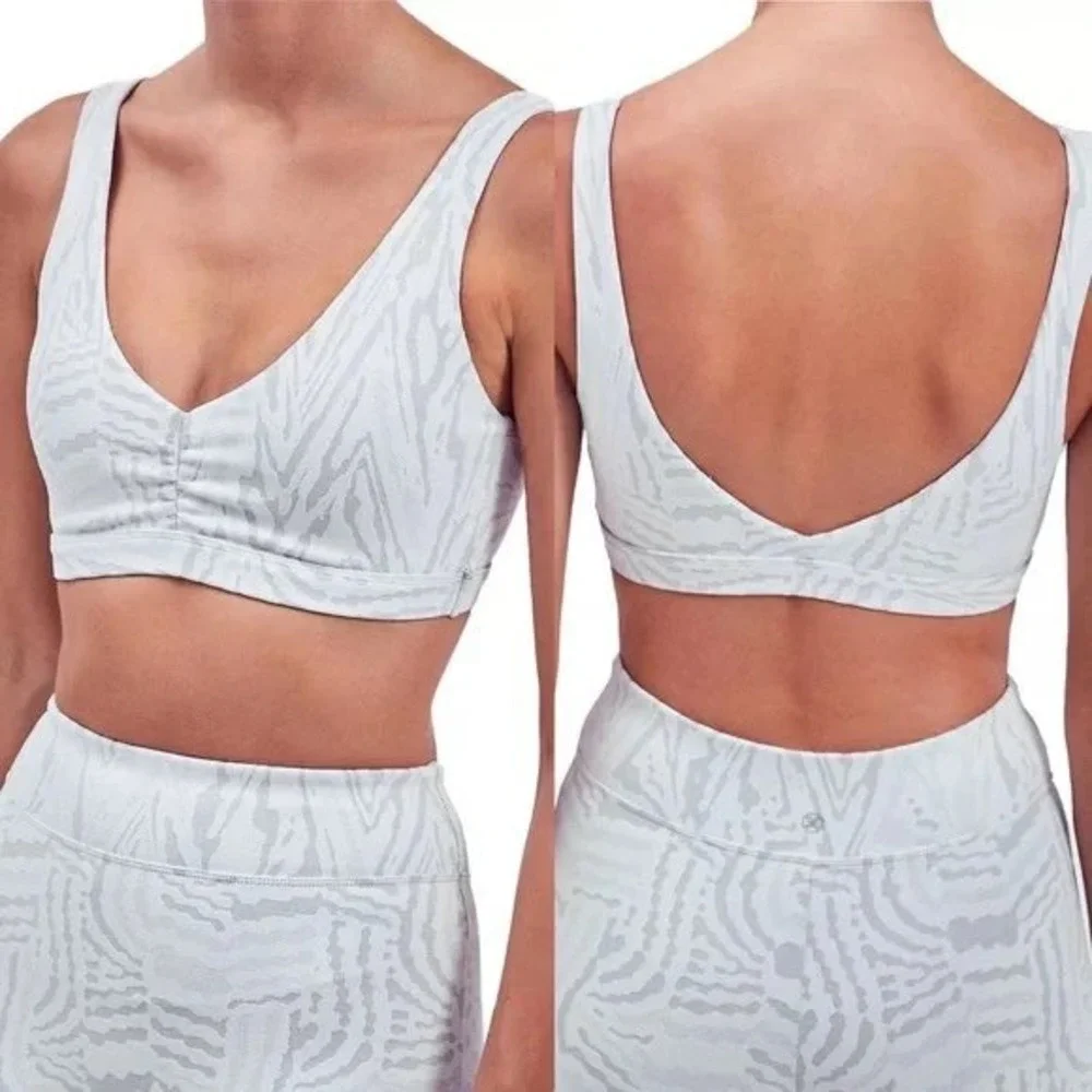 Devon Windsor Lisa Bra Blanco White Grey Zebra Jacquard Sports Bra Small NEW - Picture 2 of 6